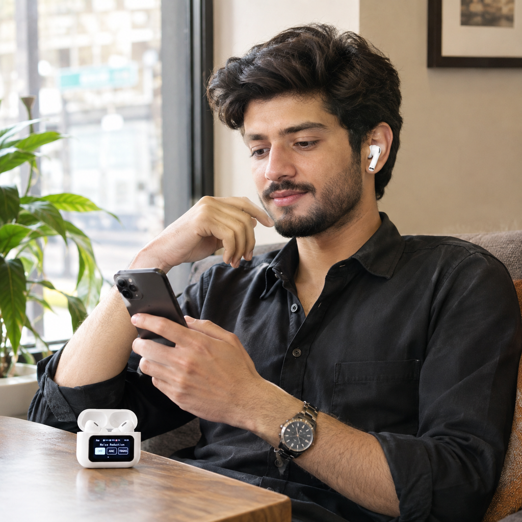 A9 Pro Wireless Earbuds Smart Touch Display & ANC ENC